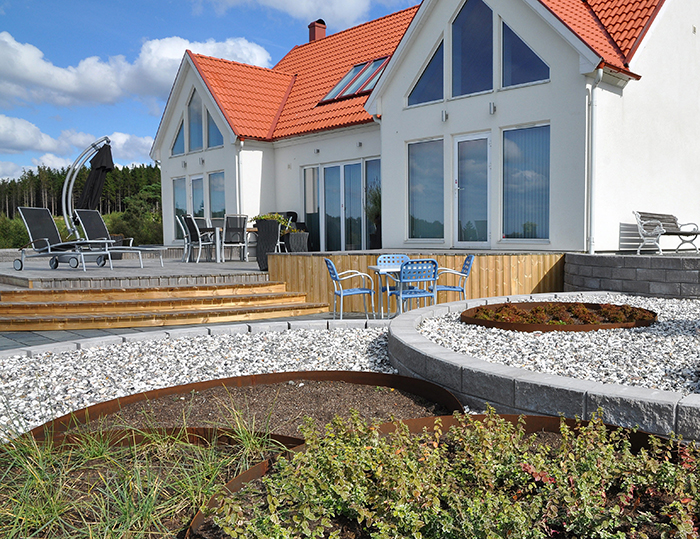 Stensättning runt huset & gång